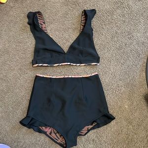 Lei by seea black swim suit two piece size Large